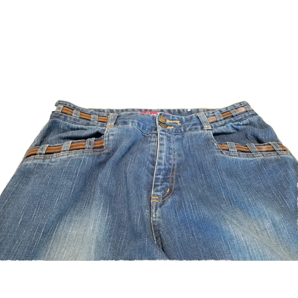 Solo Wide Leg Jeans Women Size 10 Medium Blue Wash Vintage Stretch Denim (32×32)